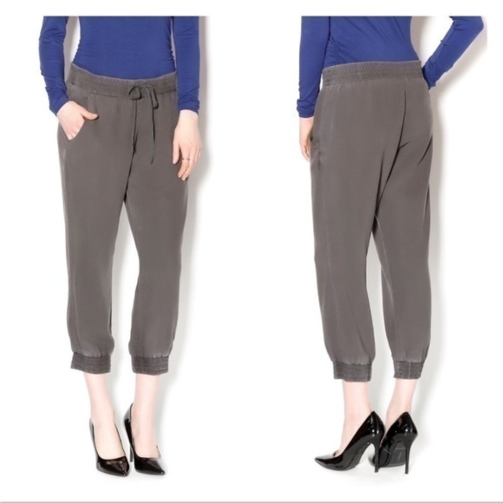 Anthropologie Bella Dahl Tencel Joggers Pants High Waisted Green Grey Size L